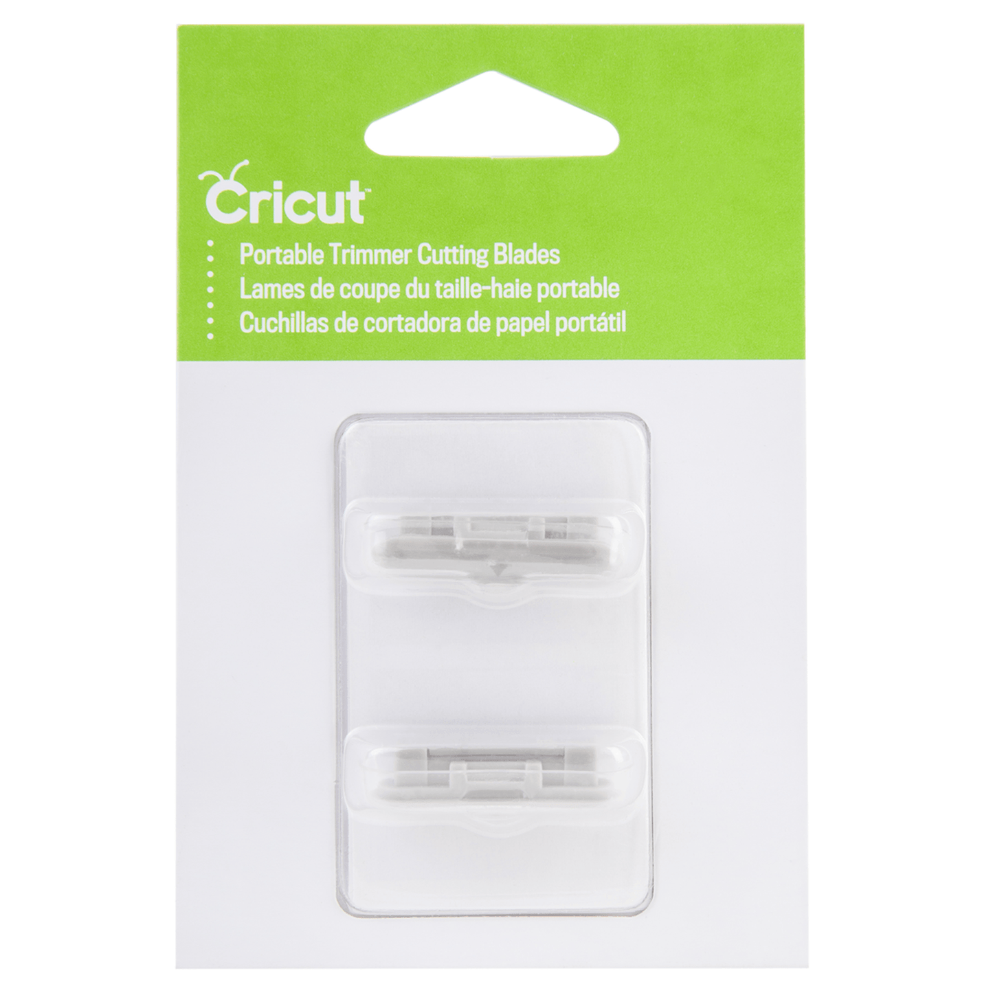 Ersatzklingen für mobilen Papierschneider von Cricut® in der Verpackung mit zwei Klingen.