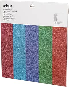 Cricut Glitter Cardstock 30x30cm 10-pack Sampler (Brights)
