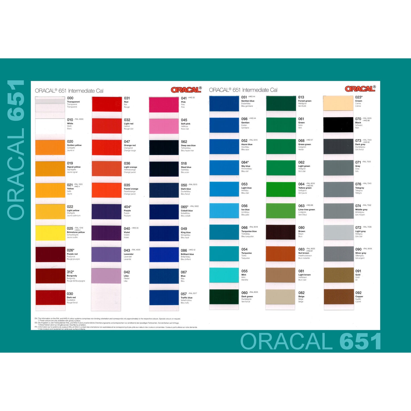 Oracal 651M Matte Vinylfolie / Bogenware