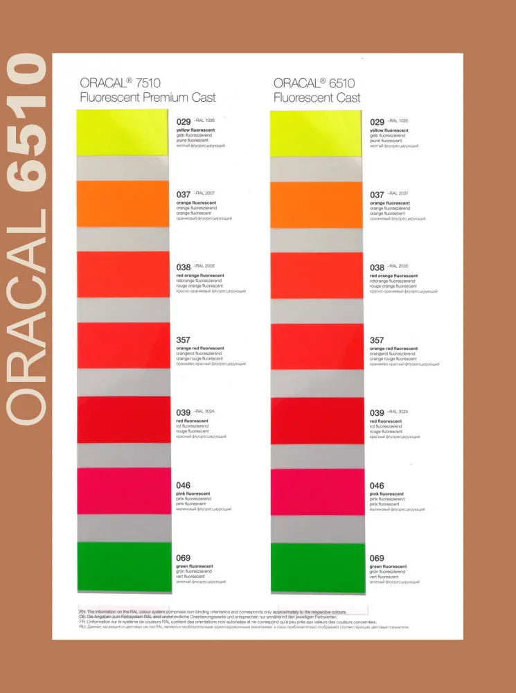 Oracal 6510 Neon Vinylfolie / Bogenware